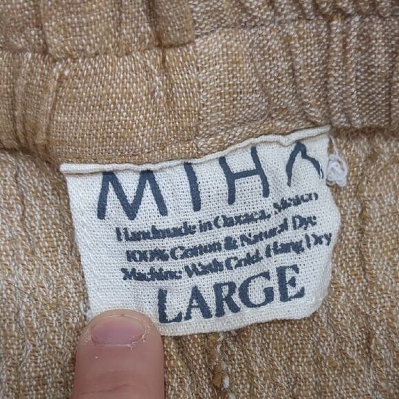 MIHA  natural cotton Textured Tan Pants size Large - Picture 2 of 4